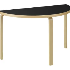 95 Tisch Halbrund, Schwarz Linoleum