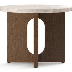 Androgyne Side Table Ø50 cm, Kunis Breccia Stone / Walnut