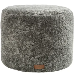 Frida Round Sheepskin Pouf 50x40cm, Gray Graphite