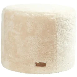 Frida Round Sheepskin Pouf 50x40cm, Gray Graphite