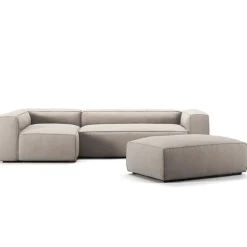 Grand 4-Sitzer-Sofa Liege Links offenes endstück mit Fußhocker, Steam White