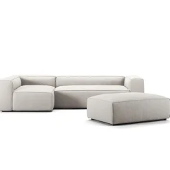 Grand 4-Sitzer-Sofa Liege Links offenes endstück mit Fußhocker, Steam White